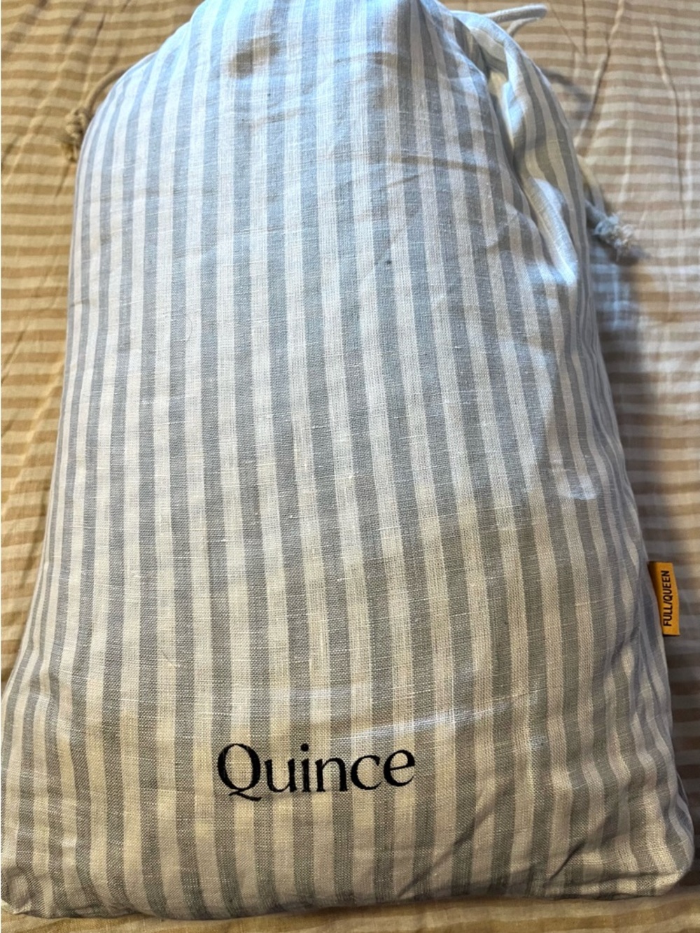NWOT QUINCE European Linen Duvet Cover Set Mist Stripe Full/Queen 3 Piece - Picture 6 of 7